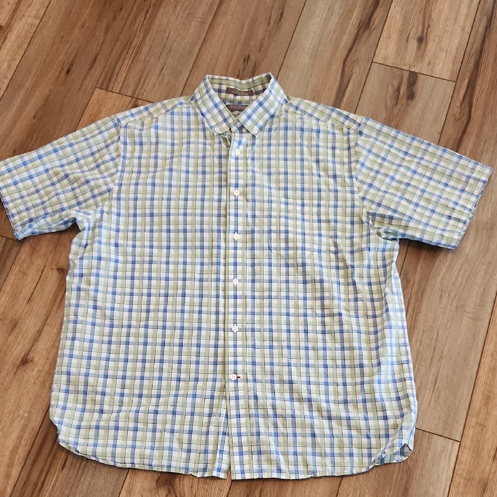 Daniel Cremieux Signature Collection Plaid Short Sleeve Shirt Men's Size XL
